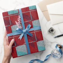 Papel de embrulho de Natal de malha vermelha e beg