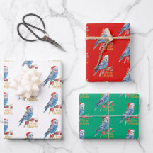Papel de embrulho de Natal de periquito