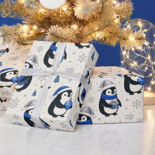 Papel de embrulho de Natal de pinguim