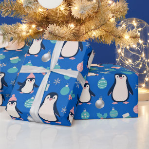 Papel de embrulho de Natal de Pinguim Festivo