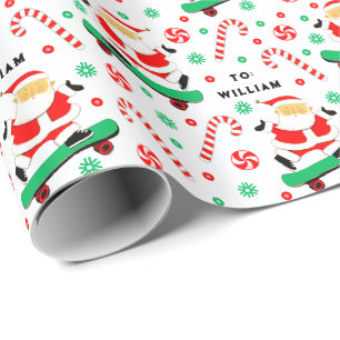 Papel de embrulho de Natal de skate