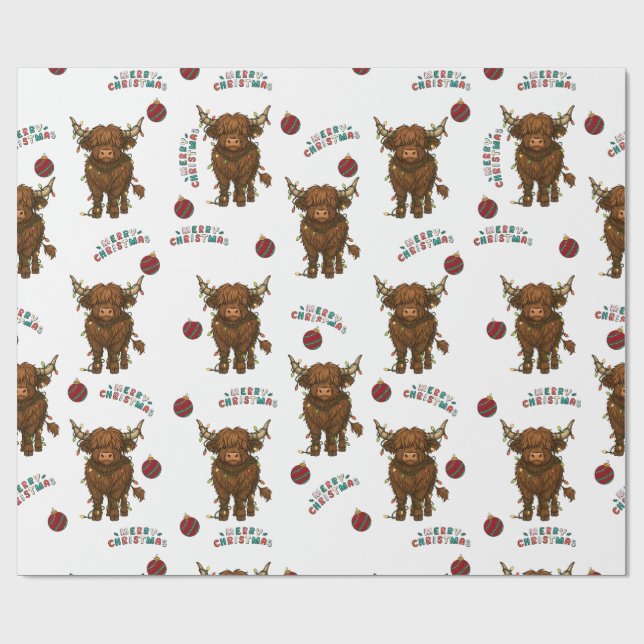 Papel de embrulho de Natal de Vaca das Terras Alta (Aberto)
