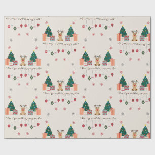 Papel de embrulho de Natal desenhado à mão em rolo