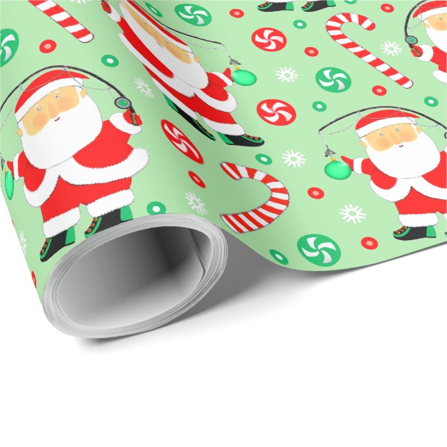 Papel de embrulho de Natal divertido para pesca (Ponta do rolo)