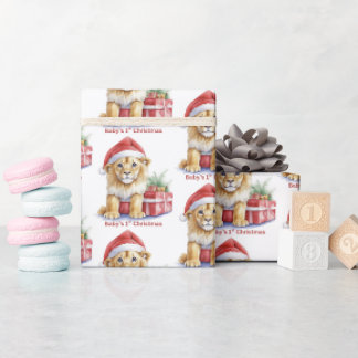 Papel de embrulho de Natal do Bebê Leão 1º