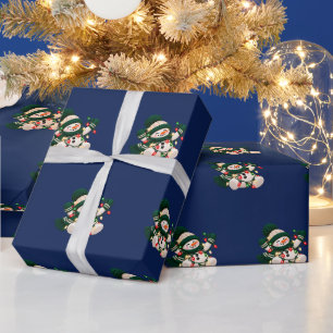 Papel de embrulho de Natal do boneco de neve com l