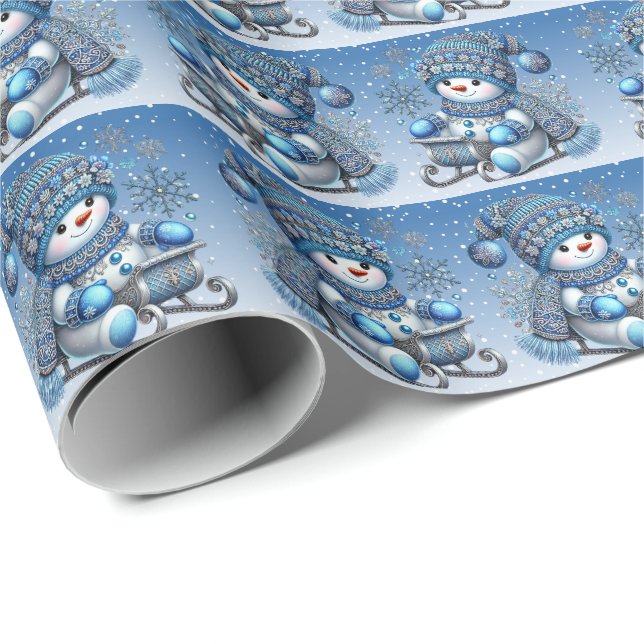 Papel de embrulho de Natal do boneco de neve desli (Ponta do rolo)