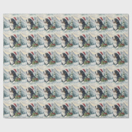 Papel de embrulho de Natal do cão de montanha de B