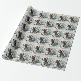 Papel de embrulho de Natal do cão de montanha de B