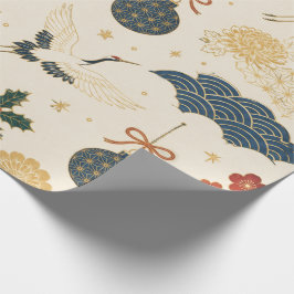Papel de embrulho de Natal do Grou Japonês