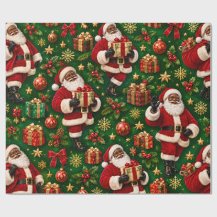 Papel de embrulho de Natal do Papai Noel Preto