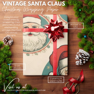 Papel de embrulho de Natal do Papai Noel retrô