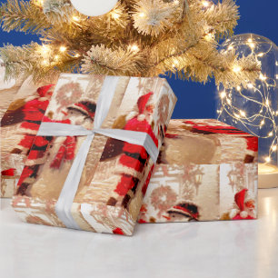 Papel de embrulho de Natal do Papai Noel Vintage