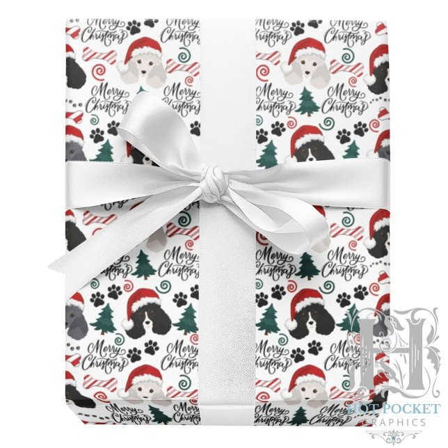 Papel de embrulho de Natal do Parti Poodle (Criador carregado)