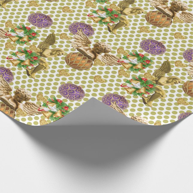Papel de embrulho de Natal Dourado Angel Purple Ba (Ponta)