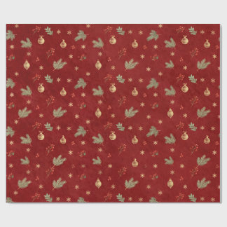 Papel de embrulho de Natal Dourado Vermelho