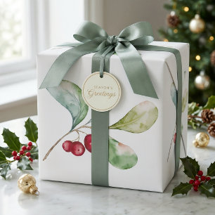 Papel de embrulho de Natal elegante com azevinho e