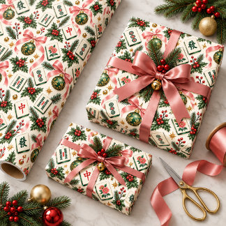 Papel de embrulho de Natal elegante de Mahjong