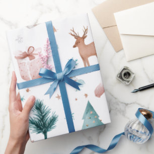 Papel de embrulho de Natal em aquarela pastel fest