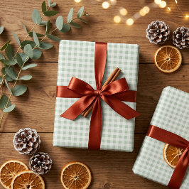 Papel de embrulho de Natal em xadrez verde-sálvia