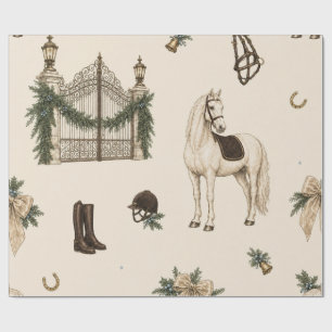 Papel de embrulho de Natal Equestre Marfim