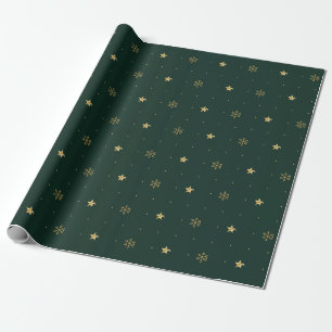 Papel de embrulho de Natal Estrelas Douradas & Flo