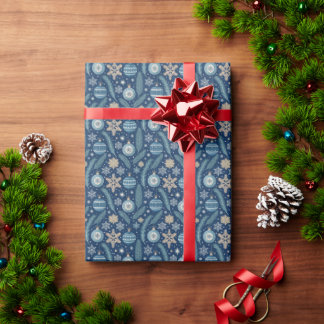 Papel de embrulho de Natal Férias Nórdico Azul