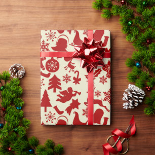 Papel de embrulho de Natal festivo padrão RusticRe