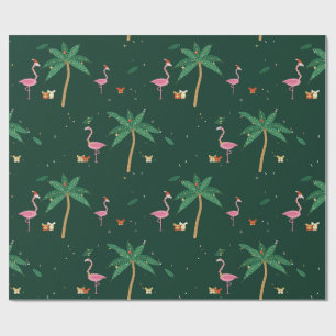 Papel de embrulho de Natal Flamingo Noël Esmeralda