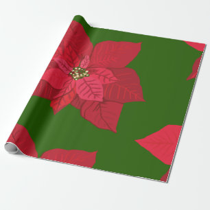 Papel de embrulho de Natal flores vermelhas