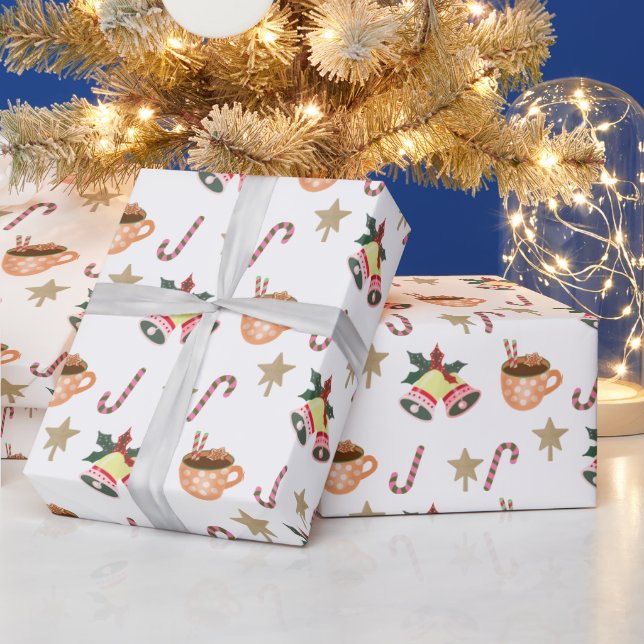 Papel de embrulho de Natal fofo com alegria de cac (Feriados)