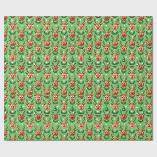 Papel de embrulho de Natal fofo - Veados, árvores 