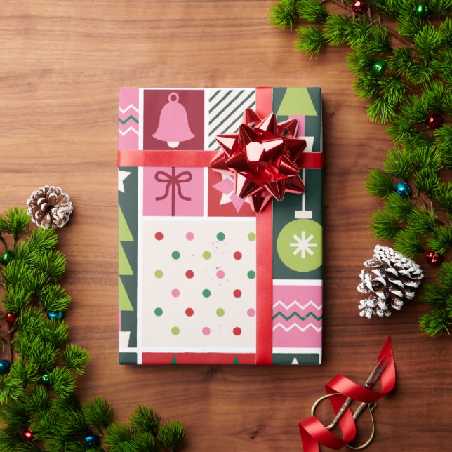 Papel de embrulho de Natal geométrico moderno verd (Presente de Natal)