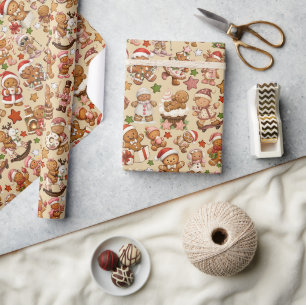 Papel de embrulho de Natal Gingerbread Joy