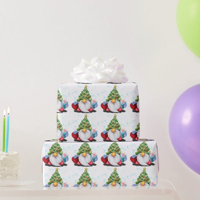 Papel de embrulho de Natal Gnomo com presente para (Presentes para festas)