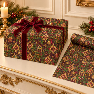 Papel de embrulho de Natal gótico vitoriano