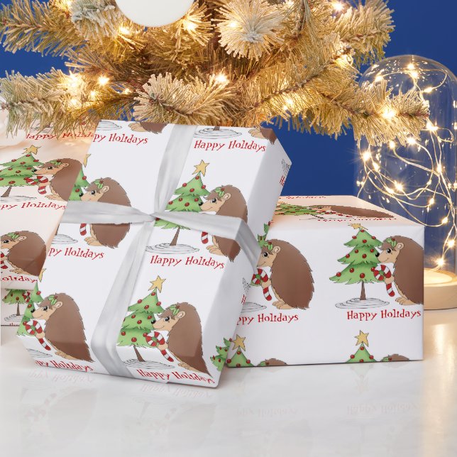 Papel de embrulho de Natal Hedgehog Holiday (Feriados)