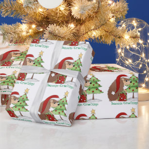 Papel de embrulho de Natal Hedgehog Holiday