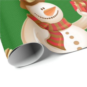 Papel de embrulho de Natal Homem de Neve Verde
