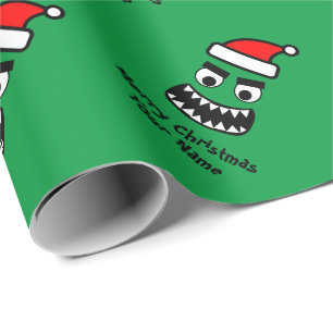 Papel de embrulho de Natal infantil de monstro ver