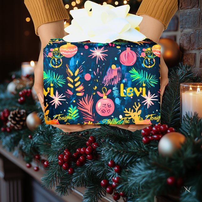 Papel de embrulho de Natal infantil personalizado (Criador carregado)