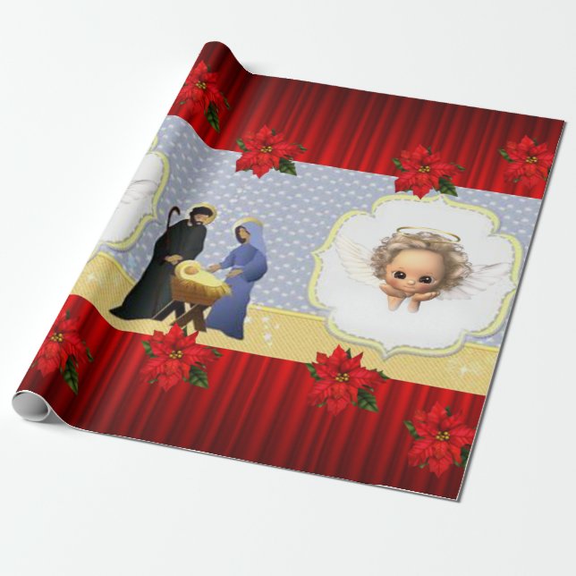 Papel de embrulho de Natal Jesus Anjo (Desenrolado)
