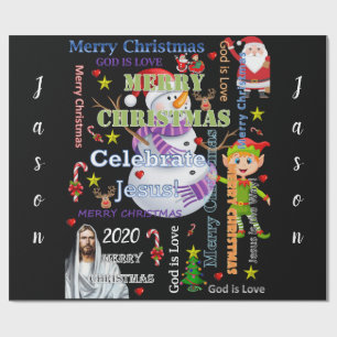 Papel de embrulho de Natal Jesus Papai Noel 2020