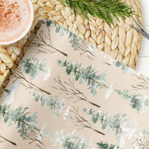 Papel de embrulho de Natal Kraft Floresta em Aquar