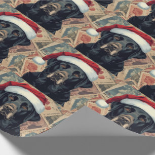Papel de embrulho de natal labrador preto