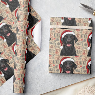 Papel de embrulho de natal labrador preto