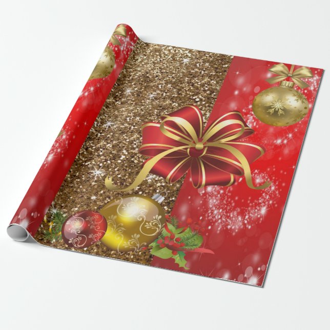 Papel de embrulho de Natal Laço Vermelho (Desenrolado)