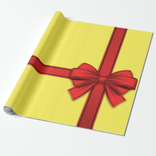 Papel de embrulho de Natal Laço Vermelho Amarelo