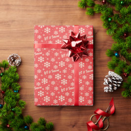 Papel de embrulho de Natal Let It Snow - Vermelho