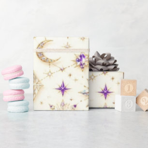 Papel de embrulho de Natal Lilás Celestial Âmbar